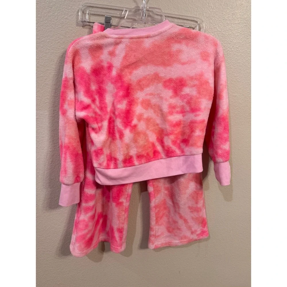 Justice Pajama Set Girls S 7/8 Pink Excellent Tie Dye Fleece Sleep Is My Bestie